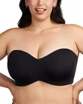 HSIA Strapless Bras for Women, Plus Size Bra with Underwire Lightly Lined Convertible Bandeau Bra for Big Large Busted Black