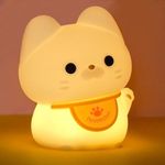 Amaredom Waving Kitten Night Light, Cute Cat Lamp, Silicone Dimmable Nursery Nightlight, Rechargeable LED Bedside Lamp with 20 Minutes Timer & Tap Control Baby Girls Women Bedrooms, Living Room