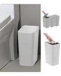 3 Pack Bathroom Compost Bin with Lid - 10L/2.6 Gallon Trash Can, Dog Proof Trashcan, Small Garbage Can, Plastic Wastebasket for Kitchen/Bedroom/Office/Dorm (Grey)