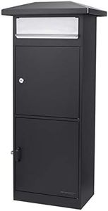 Winbest Steel Freestanding Floor Lockable Drop Slot Mail Box with Parcel Compartment, Black