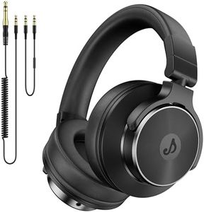 syndesmos Wired Over Ear Headphones DJ & Monitoring Headphones with 50mm Neodymium Drivers and 1/4 to 3.5mm Jack Headphone for DJ Studio Podcast AMP Recording Monitoring Guitar Electric Drum (Black)