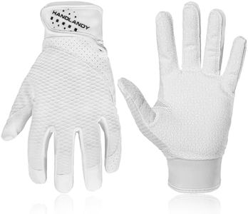 HANDLANDY Baseball Batting Gloves for Adult Youth, Grip Breathable Softball Batting Gloves Fit Men Kids Boys Girls (White-Adult, Adult X-Large)