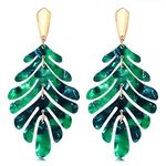 ARATLENCH Acrylic Pendant necklace Earrings – Long Statement Leaf Charm Necklace Tortoise Resin Palm Leaf Earrings Fashion Necklaces Earrings for Women, Resin, alloy