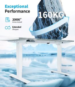 MAIDeSITe Electric Standing Desk Frame – Dual Motor, Height Adjustable, White