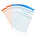 Flexzion Time Cards, Monthly Timesheet, Clock Timecard - 300 Pack, 6 Column 2-Sided Orange/Blue, Card for Time Punch Clock, Employee Attendance, Payroll Recorder, Small Business