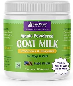 Raw Paws Whole Powdered Goat Milk for Dogs and Cats, 7-oz - Goats Milk for Dogs Made in USA - Natural Kitten & Puppy Milk Replacement Formula, Dry Pet Goat Milk Food Topper, Pet Nutritional Supplement