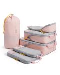 BAGSMART 2/4/6-Piece Compression Packing Cubes Set for Suitcases Backpack, Travel Organisers Bags for Luggage, Holiday Travel Essentials Accessories, Baby Pink