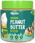 ALPINO Organic Natural Peanut Butter Crunch 400 G | 30% Protein | Made with 100% Organic Peanuts | No Added Sugar & Salt | Plant Based Protein Peanut Butter Crunchy