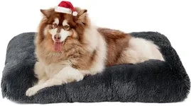 EHEYCIGA Fluffy XXL Dog Crate Pad, Plush Faux Fur Dog Bed for Extra Large Dogs, Calming Anti Anxiety XXL Dog Bed for Crate, Washable Soft Warm Dog Crate Mat with Non-Slip Bottom, Dark Grey