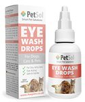 PetSol Eye Wash Drops for Dogs, Cats & Pets (50ml) for Itchy, Watery, Gunky Eyes. Gentle Lubricating Drops Clean and Protect Dry Eyes – Mild Eye Cleaner Removes Dirt, Dust and Residue