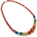 GEMTUB Handcrafted Natural 7 Chakra Beads Necklace Set in Red Aventurine Crystal Necklace for Women and Girls Ideal for Reiki Healing and Crystal Healing