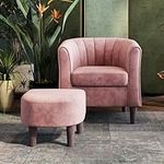 LINSY Velvet Accent Chair, Barrel C