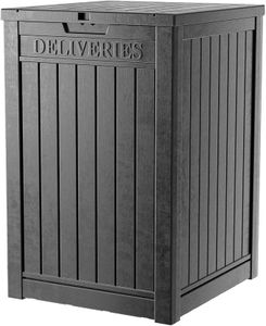 DRATO 48 Gallon Package Delivery Box, Large Lockable Storage Box, Double-Wall Resin Outdoor Package Delivery and Waterproof Deck Box for Porch, Patios (Black)…