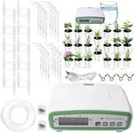 Auto Drip Irrigation Kit Double Pumps Automatic Watering System with LCD Display 30-Day Digital Programmable Water Timer Kit Plant Watering Device for Indoor Garden Potted Plants(white)