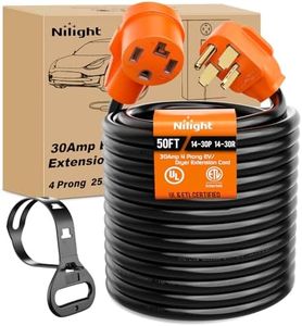 Nilight 50FT EV Dryer Extension Cord 4 Prong 30 Amp NEMA 14-30P 14-30R Old Cable Heavy Duty 10 Gauge Pure Copper Wire UL Listed 125/250V for Level 2 Using