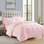 Sweet Home Collection Down Alternative Comforter All Season Warmth Luxurious Plush Loft Microfiber Fill Duvet Insert Bedding, Twin, Pale Pink