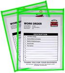 C-Line Neon Stitched Shop Ticket Holders, Green, Both Sides Clear, 9 x 12 Inches, 15 per Box (43913)