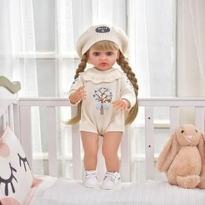 KENAYO ENTERPRISE 22" Realistic Reborn Baby Doll for Children, Silicone Body Reborn Baby Girl Doll with Long Hair,Reborn Baby Doll,Ideal Gift for Special Occasions (Multi Colour)