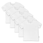 HonestBaby Multipack Short Sleeve T-Shirt Tee 100% Organic Cotton Infant Baby, Toddler, Little Kids Boys, Girls, Unisex, Bright White, 5T