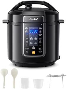 COMFEE’ 9-in-1 Electric Pressure Cooker 13 Presets Instant Multi Cooker Olla de Presion Slow Cooker Rice Cooker Steamer Sauté Yogurt Maker Non-Stick Pot 6 Quart Black, Aluminum