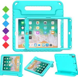 BMOUO Kids Case for iPad 9.7 Inch 2018/2017,iPad Air 2 - with Screen Protector, Shockproof Handle Stand Case for iPad 9.7 Inch 2017/2018 (iPad 5th and 6th Generation) - Turquoise