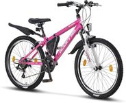 Licorne Bike Effect Premium Mountain Bike 24 inch Wheels Pink & White – Bicycle for Boys, Girls, Men and Women –21 Gear Speed – Front Suspension Mountain Bike​