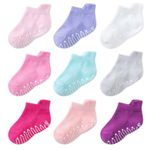 SockWaddles Baby Socks 9 Pairs Cozy Anti-Slip Toddler Socks,Cotton Grip Ankle Multicolor Socks for Kids Boys Girls Infant Children Aged 0-6/6-12 Months,1-3/4-7 Years