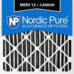 Nordic Pure 20x20x1PM12C-6 Pleated MERV 12 Plus Carbon AC Furnace Filters (6 Pack), 20x20x1"