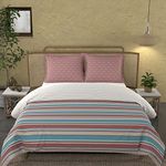 Trident Sheet Set 144 Thread Count, 100% Cotton, 1 Bedsheet and 2 Pillowcases, Indian Traditional Craft, King Bedsheet, Sanskriti Collection - Kantha Rust