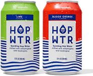 HOP WTR Sparkling Hop Water Lime 6 Pack, Blood Orange 6 Pack, Sugar Free, Low Carb Non Alcoholic Drinks, NA Beer, Adaptogen Drink, No Calories, Adaptogens & Nootropics for Added Benefits, 12 oz Cans