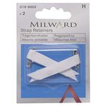 Bra Strap Retainers with Safety Pin, White, 2 Pieces