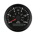 ELING Waterproof GPS Speedometer 0-15Knots Speed Gauge With Course For Marine 3-3/8 inches (85mm) 12V 24V