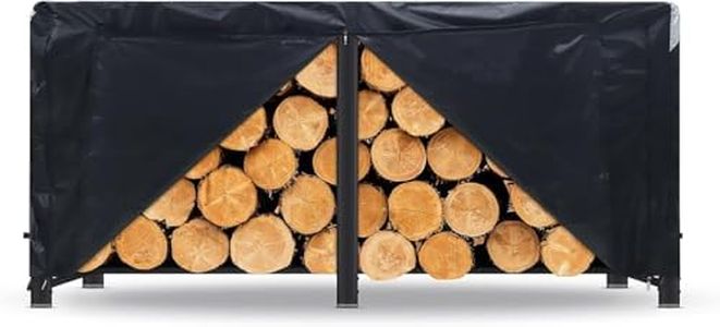 NEVERLAND Firewood Rack Cover 8ft - Waterproof Firewood Cover for Outside, Heavy Duty Fire Wood Log Rack Storage Cover with Zipper and Adjustable Buckles (Only Cover) Black