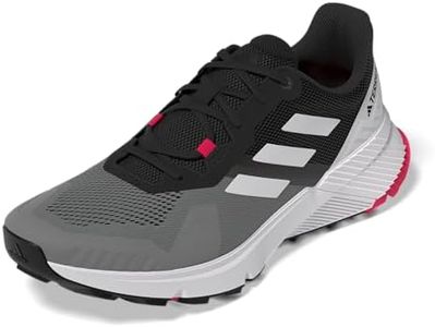adidas Men's Terrex Soulstride Trail Running Sneaker, Grey/Dash Grey/Pure Ruby, 10