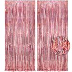 Rose Gold Tinsel Party Backdrop Glitter - GREATRIL Foil Fringe Curtain Party Decor Photo Booth Backdrop for Birthday Theme Party Decorations - 1m x 2.5m - Pack of 2