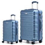 RMW Suitcase Large Medium Cabin Size | Hard Shell | Lightweight | 4 Dual Spinner Wheels | Trolley Luggage Suitcase | Hold Check in Luggage | TSA Combination Lock (Ice Blue, Cabin 20" + Large 28")