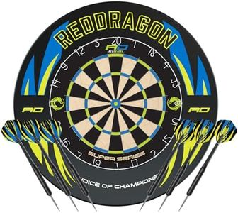 Red Dragon Super Series Professional Dartboard Set - Tournament Standard Quality wth Durable Surround with 2x Steel Darts Set