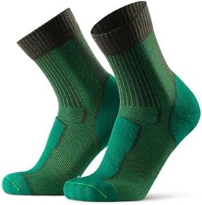 DANISH ENDURANCE Calze Trekking Leggere in Lana Merino, Anti-Vesciche, Traspiranti, da Uomo, Donna, Bambino, 5 Paia, Dark Green, 43-47