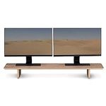 Navaris Dual Monitor Stand Riser - Real Wood Double Width Desk Shelf for Holding 2 Computer Screens - 42.9" Wide x 9.1" Deep x 4.7" High - Walnut