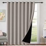 H.VERSAILTEX 100% Blackout Patio Curtains Thermal Insulated Curtains for Sliding Door Extra Wide Window Panels Full Light Blocking Grommet Curtains with Black Liner, W100 x L96 inch - Taupe