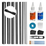 THKFISH Fishing Rod Repair Kit with Carbon Fiber Sticks Rod Tips Repair kit Rod Eyelet Replacement kit Pole Repair Kit Complete for Rod Building Supplies