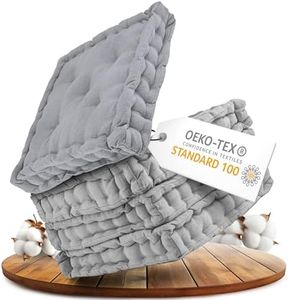 Gräfenstayn® 4er-Set Sitzkissen Stuhlkissen 40x40x8cm für Indoor und Outdoor aus 100% Baumwolle Dicke Polsterung Steppkissen/Bodenkissen (Grau)