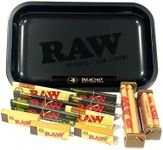 RAW Bundle - 12 Items - RAW Rolling Paper R.y.o (Roll Your Own) Cigarette Kit, Raw Organic Paper, Raw Black Classic paper with DeLaCruzV Tube.