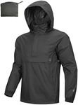 Outdoor Ventures Men's Rain Jacket Waterproof Lightweight Packable Rain Pullover for Hiking Golf Running