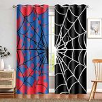 MIZSYE Spider Web Blackout Curtains for Kids Room Spider Web Red Printed Curtain Baby Boys Room Spider Black Blue Colorblocking Window Treatments for Bedroom Living Room 2Panels 42x84inch CLHJMS39