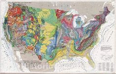 Historic Map - Wall Map, United States - Geology: Physiographic & Structural Provinces 1983 - Vintage Wall Art - 36in x 24in