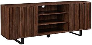 Walker Edison Leith Modern Grooved Door Stand for TVs up to 65 Inches, 60 Inch, Dark Walnut