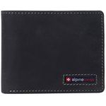Alpine Swiss Mens RFID Safe Wallet Bifold Passcase Cowhide Leather Billfold Comes in Gift Box Charcoal