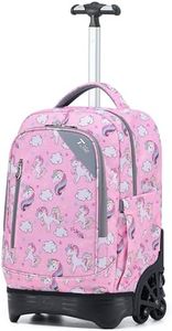 NEW TILAMI 18 Inch Rolling Backpack with Wheels for Girls Boys Kids Laptop Backpack School Travel, Pink Unicorn