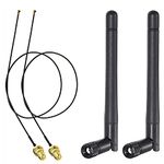 Bingfu M.2 WiFi Antenna 2.4GHz 5GHz 5.8GHz 3dBi MIMO RP-SMA Male (2-Pack) + 2 x 12 inch Ngff Ipex4 to Rp-SMA Cable for M.2 NGFF Intel Wireless Network Card WiFi Adapter Laptop